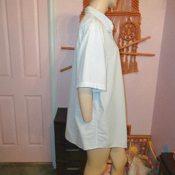 Lands End Seersucker Button Down Shirt Men Size XLT Traditional Fit Short Sleeve - Picture 6 of 11